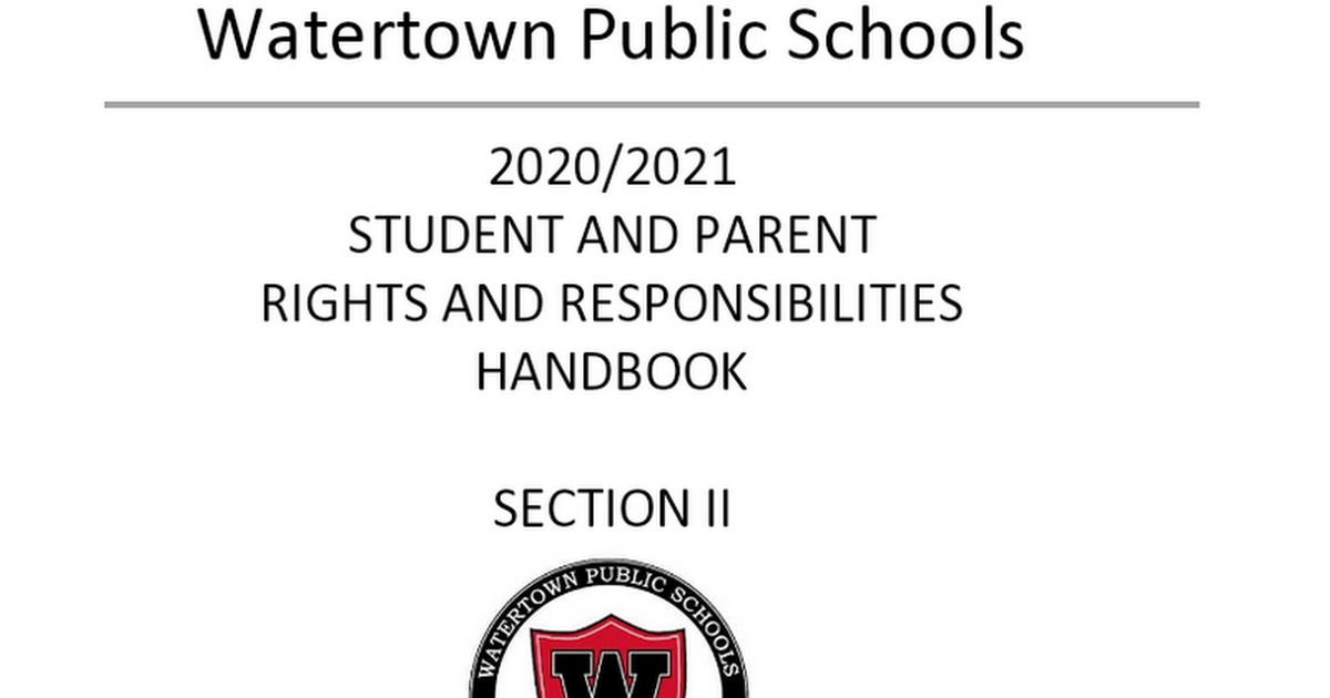 20/21 Watertown Public Schools Handbook PART II 9.18.2020