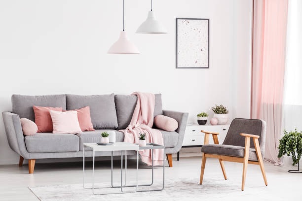 Scandinavian style grey 3-seater sofa