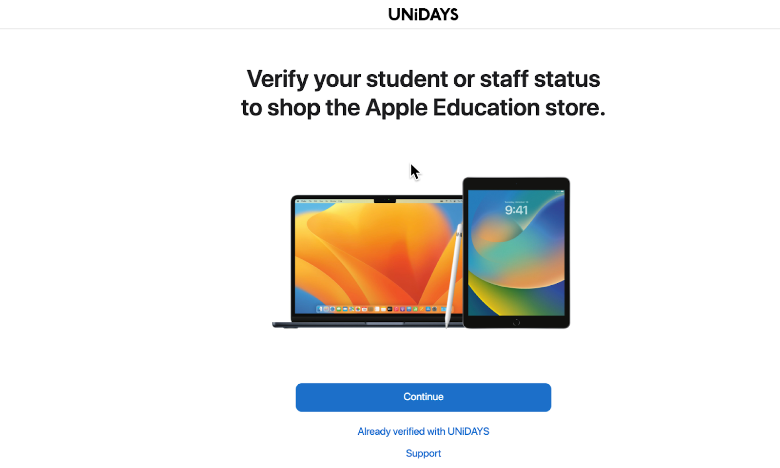 Verify UNiDAYS in Apple Education Store