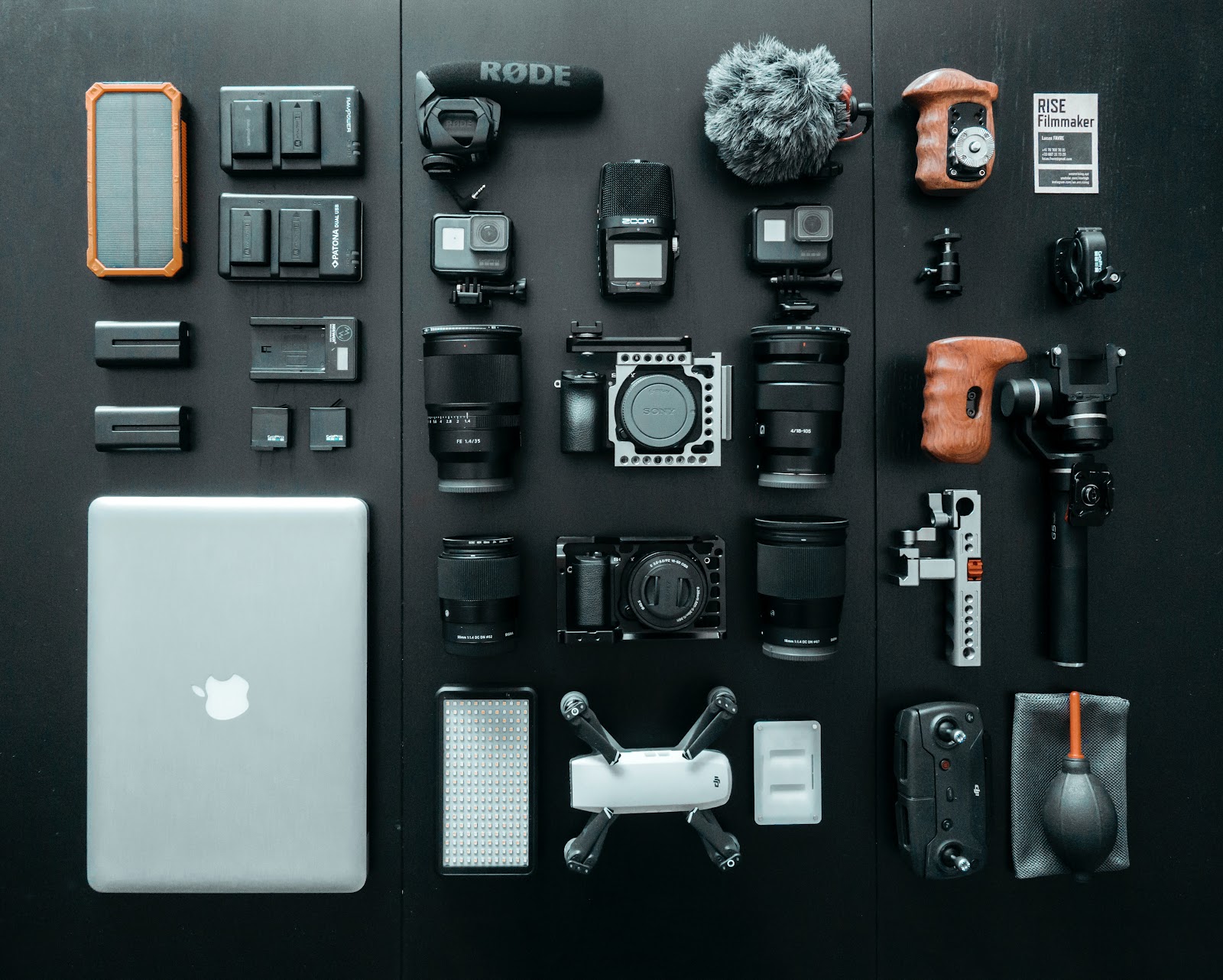 Flatlay, photography and video equipment