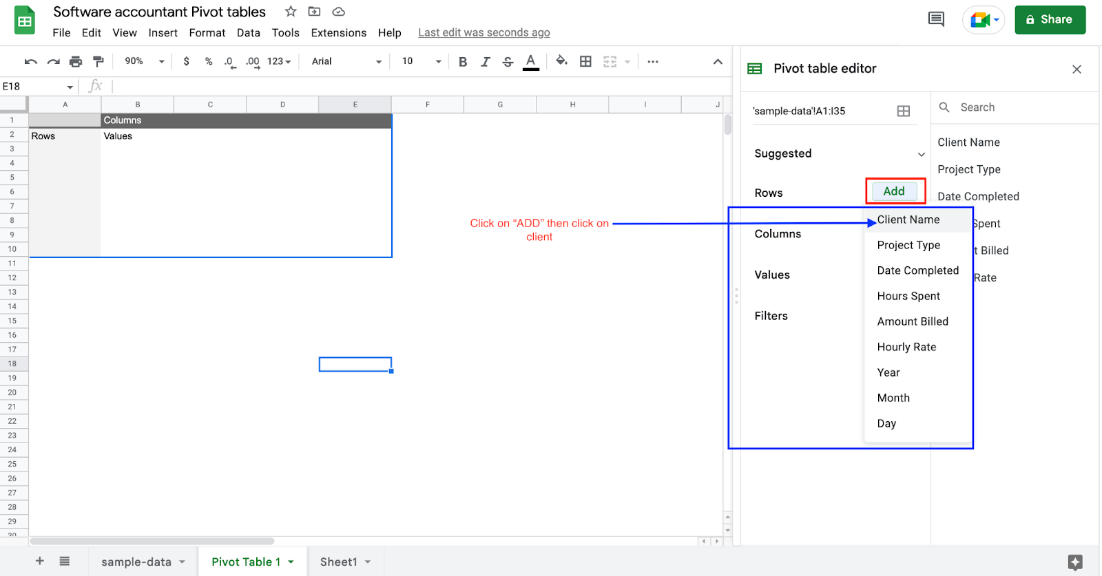 Creating pivot table reports in Google sheets