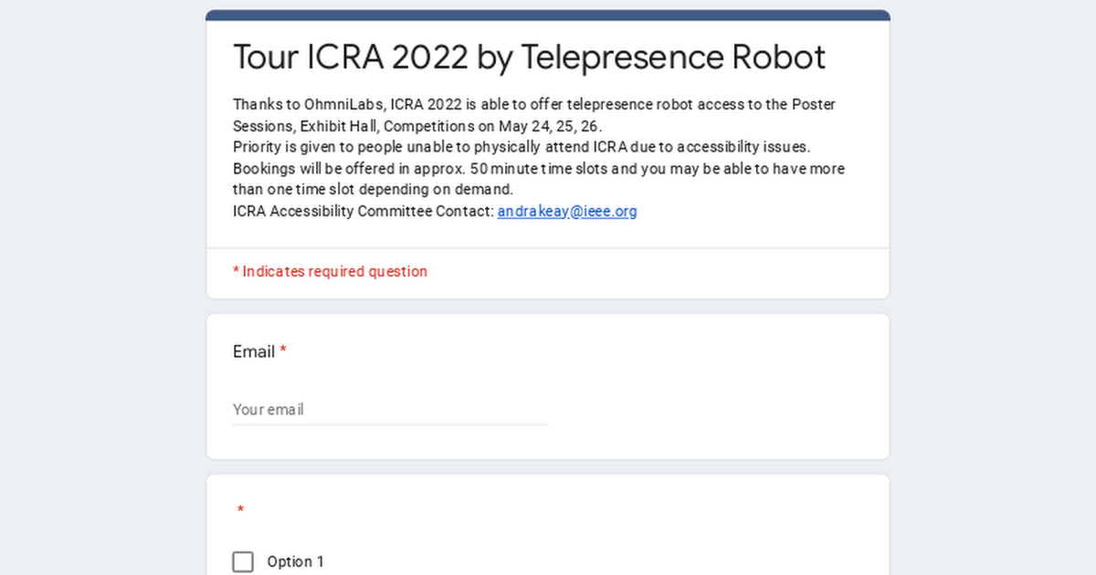 Tour ICRA 2022 by Telepresence Robot