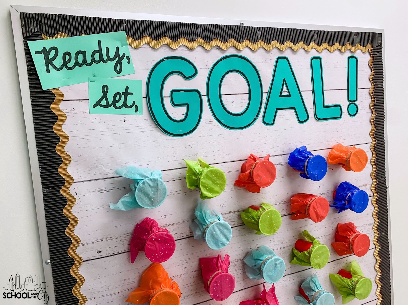 Ready, Set, Goal Bulletin Board with Fadeless Paper - School and the City