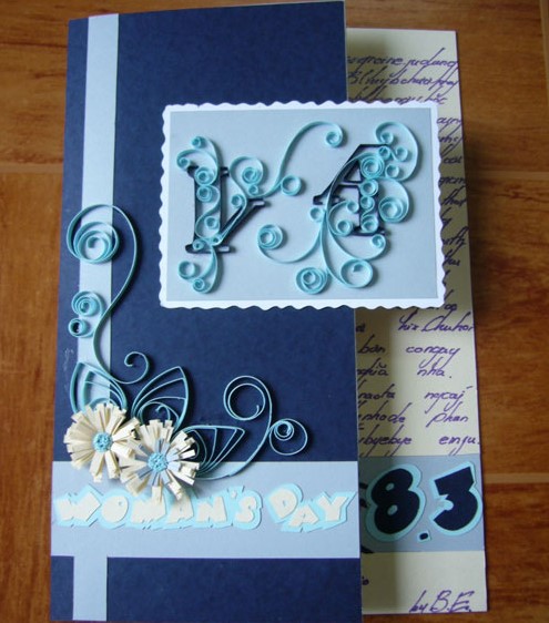 Thiệp chúc mừng 8/3 đẹp, độc đáo bằng giấy quilling (Nguồn: Internet)
