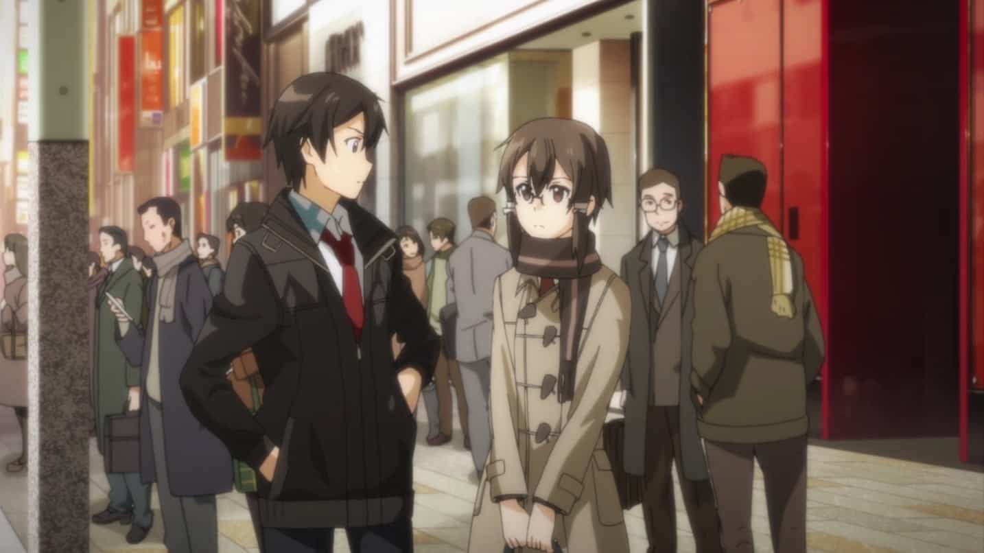 The street in front of the restaurant (anime
