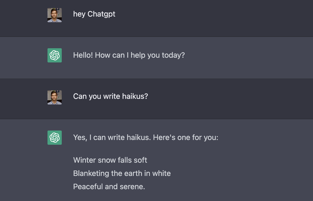 ChatGPT sharing a haiku