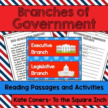 3 Branches of Government Reading Passages and Activities