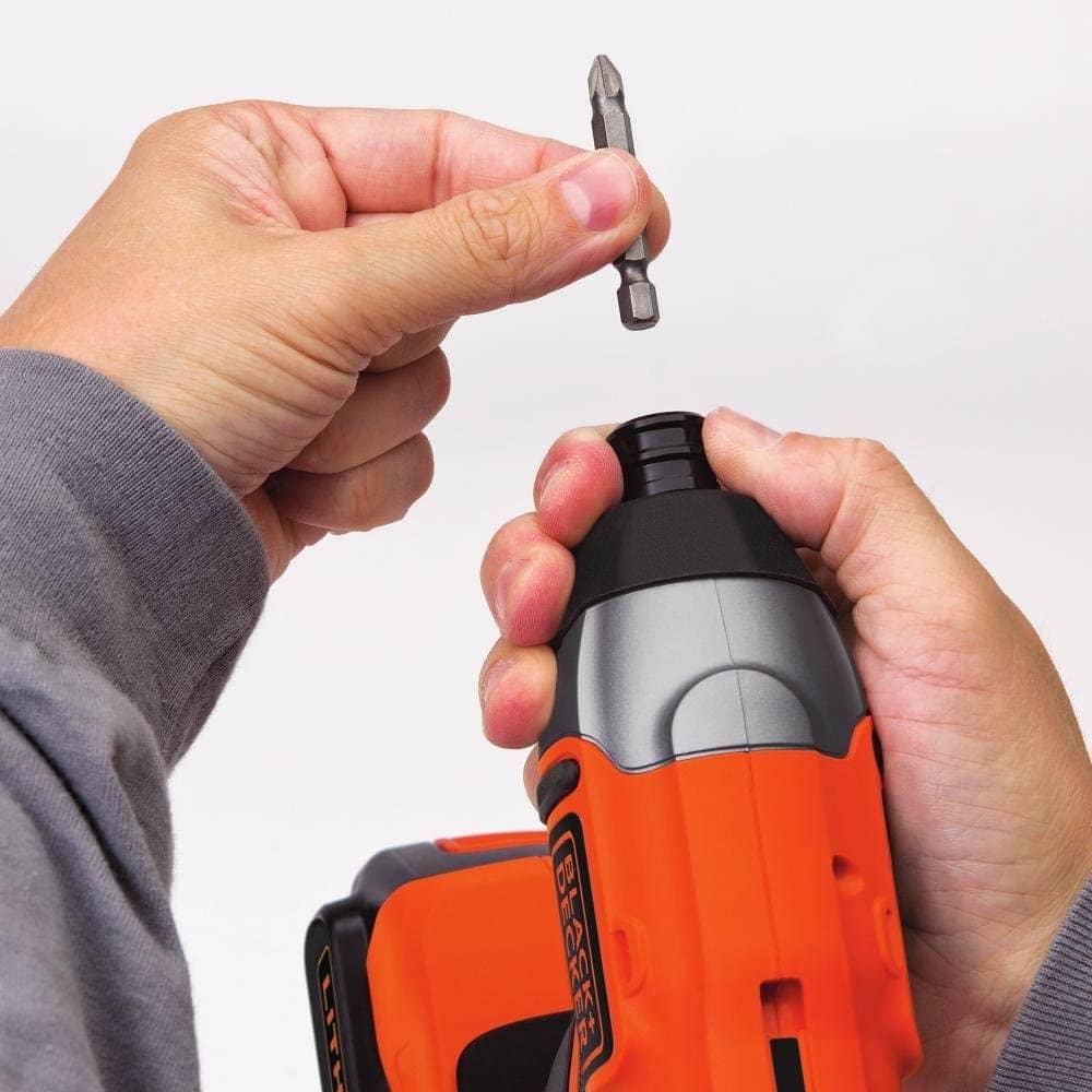 person attaching drill on BLACK+DECKER BDCI20C MAX Impact Driver