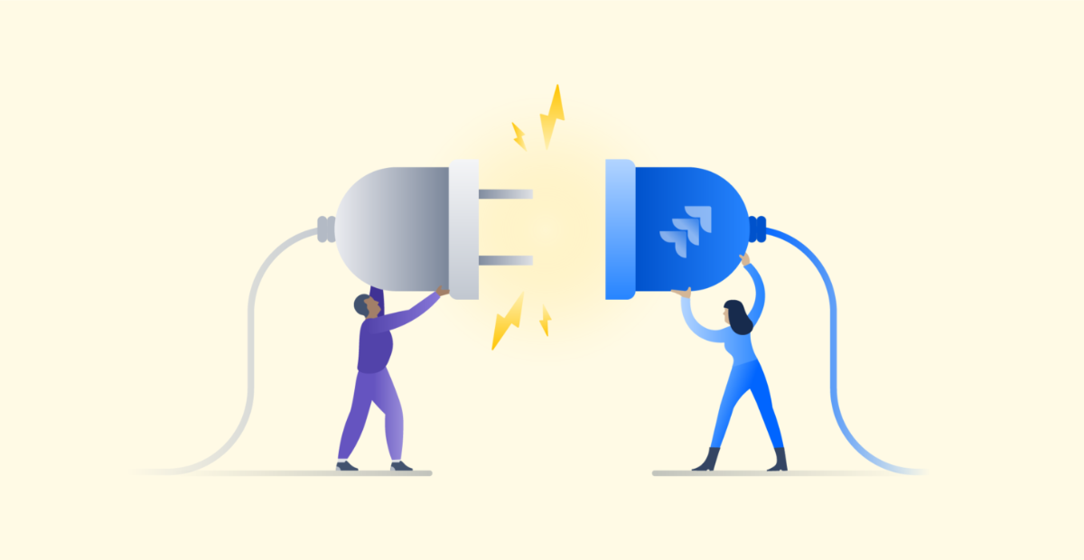 2 people connecting plugs-vector drawing