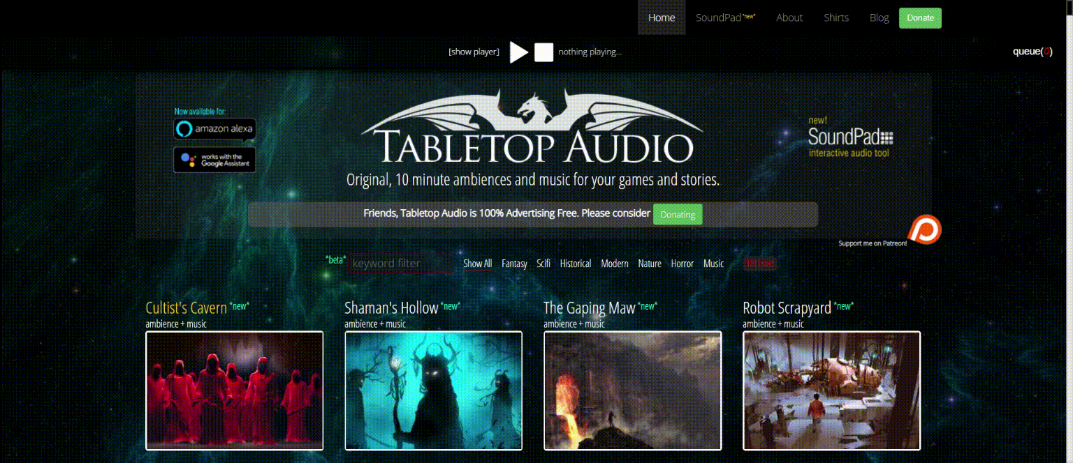 tabletop website screencast 