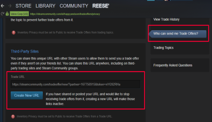 Ja Steamトレードurlについて Steam Trade Url