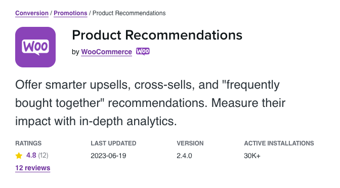 Best WooCommerce Product Recommendation Plugins: Product Recommendations by WooCommerce 
