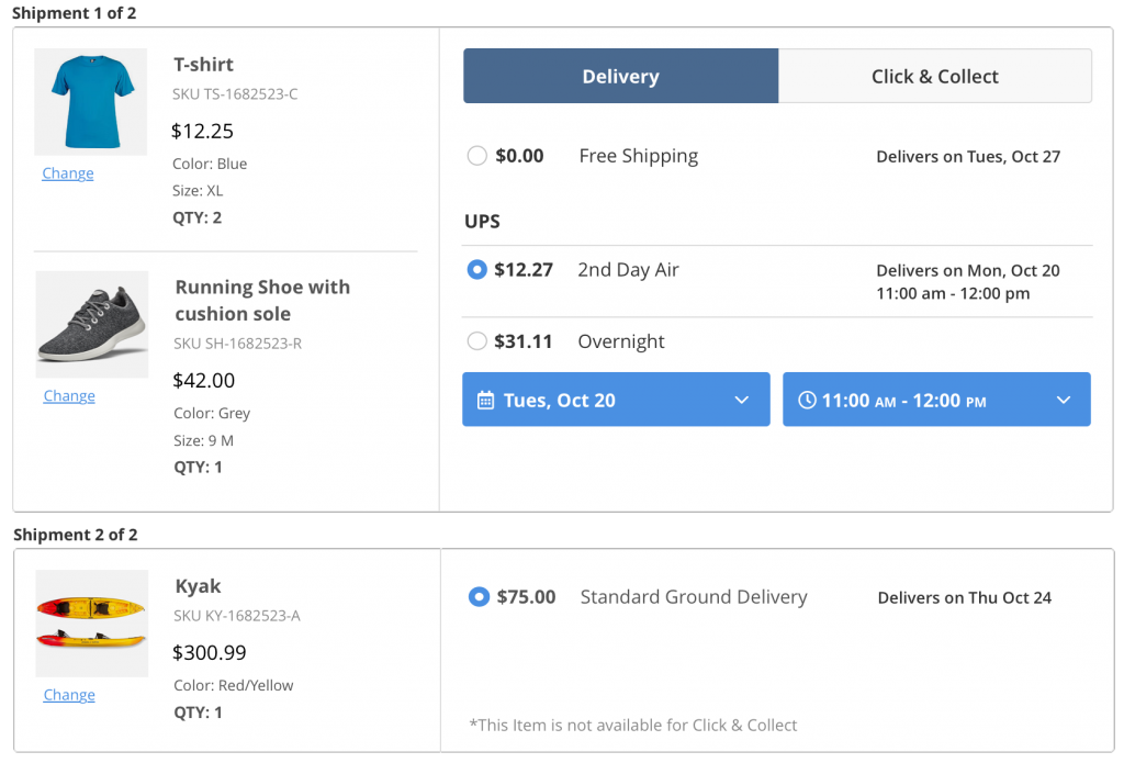 Enhanced Checkout's split checkout view