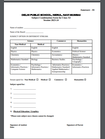 DPS Nerul Admission Form