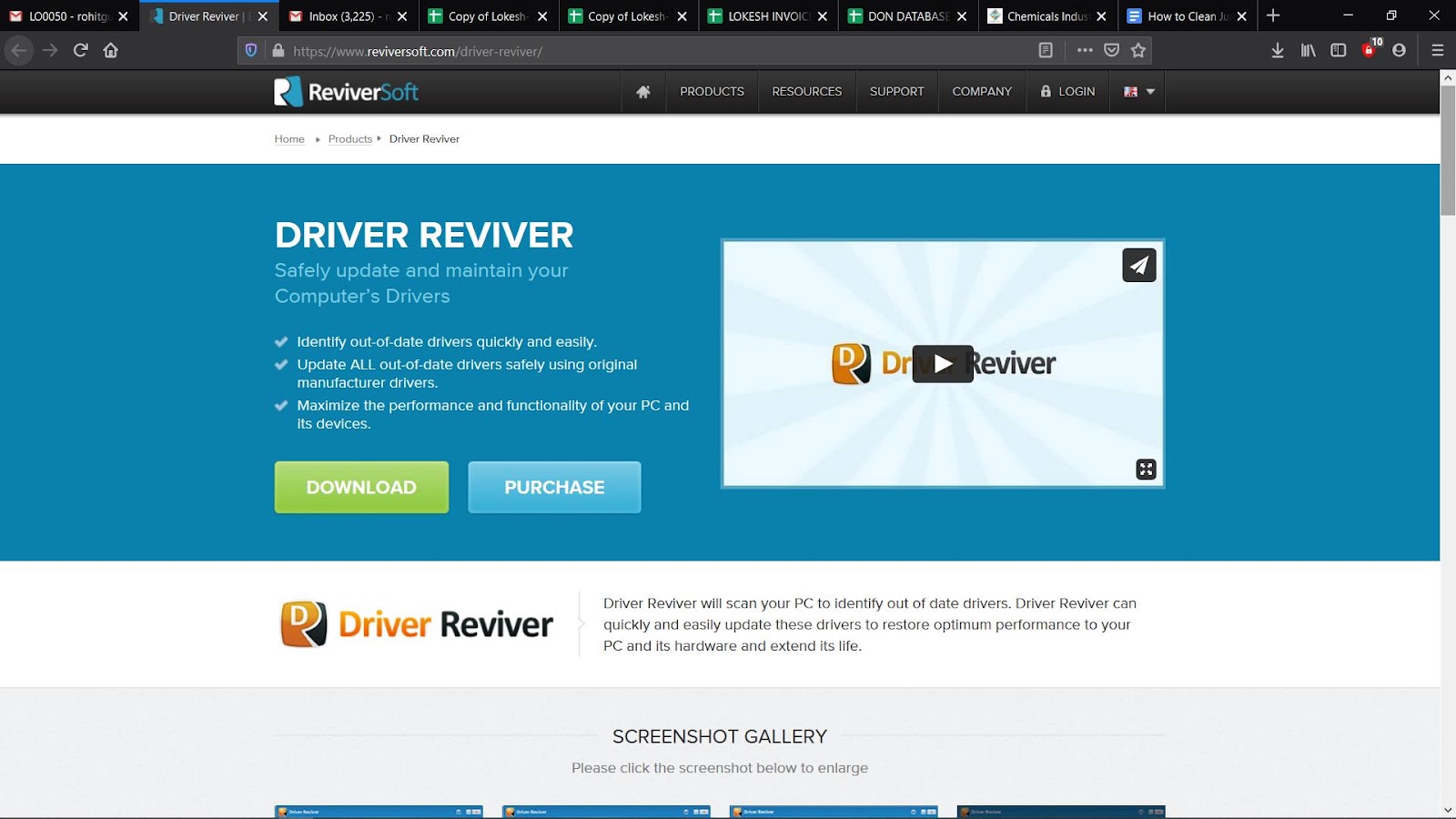 Page d'accueil de Driver Reviver