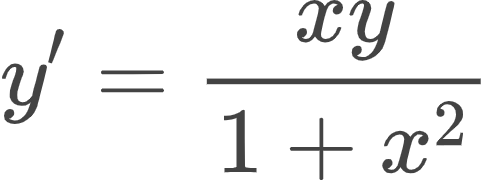 {"font":{"color":"#434343","size":10,"family":"Arial"},"id":"2","code":"\\begin{align*}\n{y^{\\prime }}&={\\frac{xy}{1+x^{2}}}\t\n\\end{align*}","type":"align*","ts":1603618400825,"cs":"ecnsTPtkiTLPtMo6Oet9rw==","size":{"width":81,"height":29}}