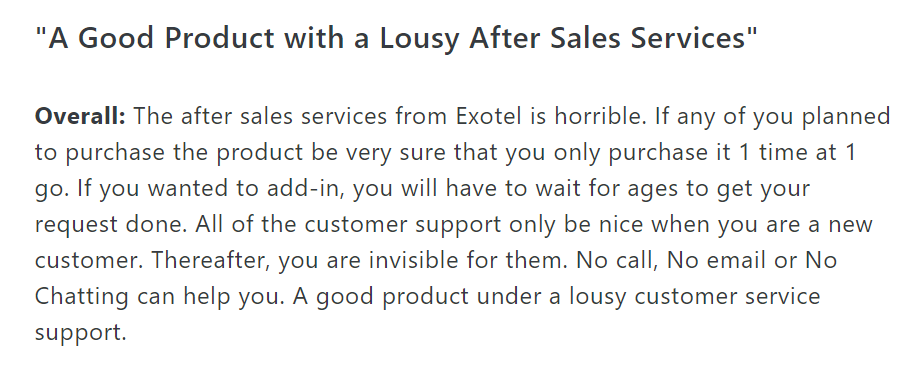 Best Bulk SMS Service Providers | Exotel negative customer review