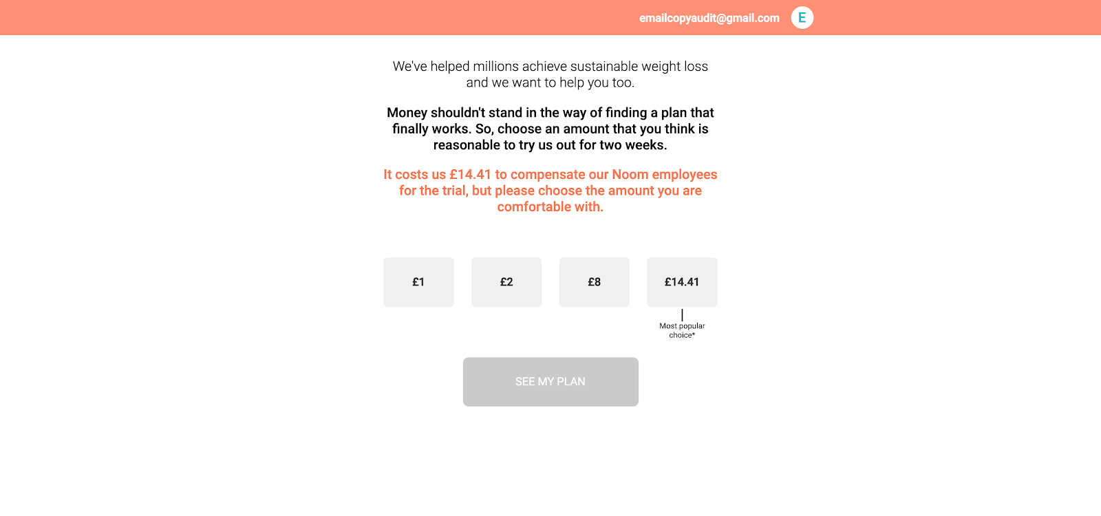 Noom's demo pricing