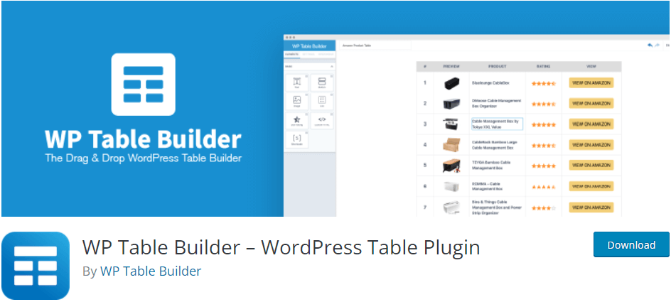 WP Table Builder is one of the best WordPress table plugins to create interactive tables.