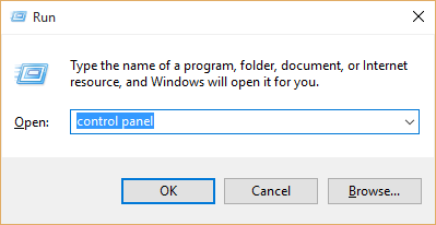 Open CP from the Run Dialog box