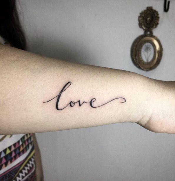 Cursive love tattoo by Fin Tattoos | Word tattoos, Tattoo word fonts, Wrist  tattoos words