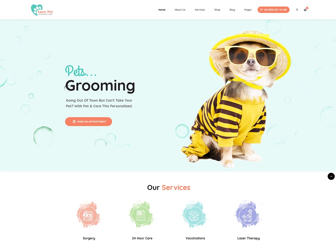 LovePet |  Tema de WordPress para tienda de mascotas y veterinaria