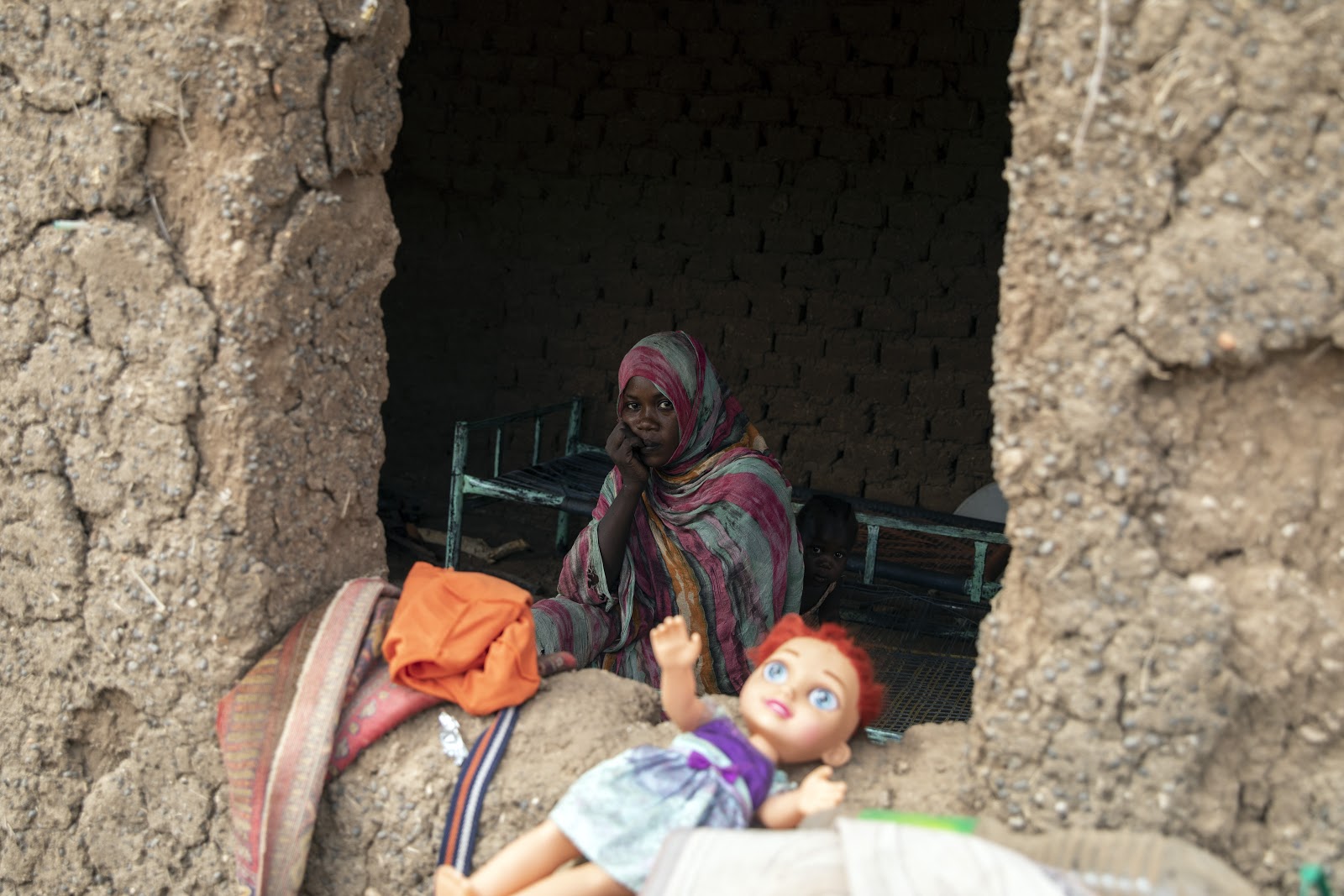 Moussa Khalil's wife inside her destroyed house