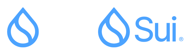 The Sui droplet logo and logo with Sui name