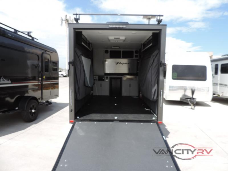 Ramp door and the intake flyer discover toy hauler expandable