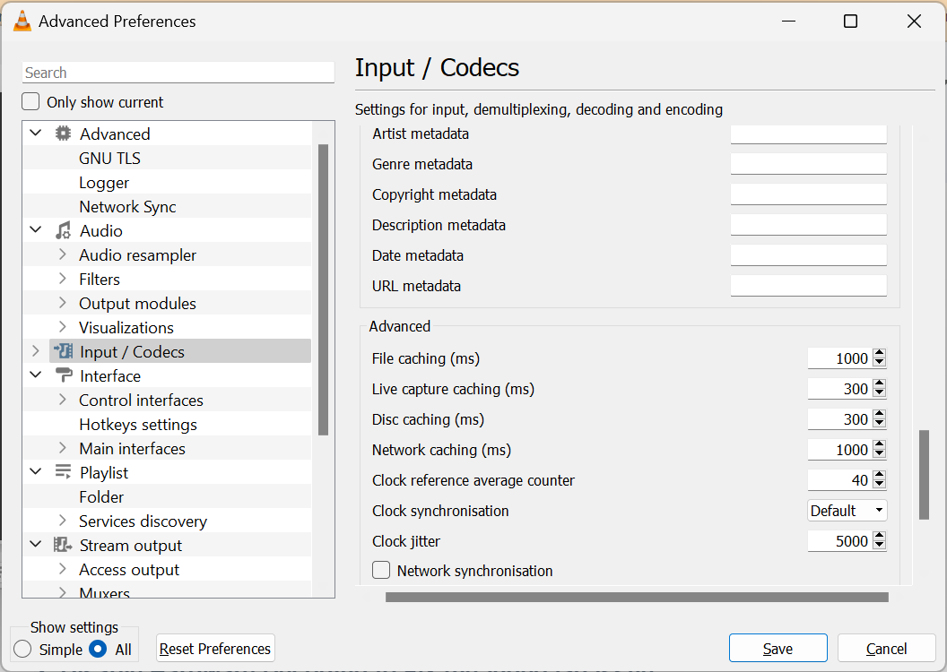 change the File caching (ms) value