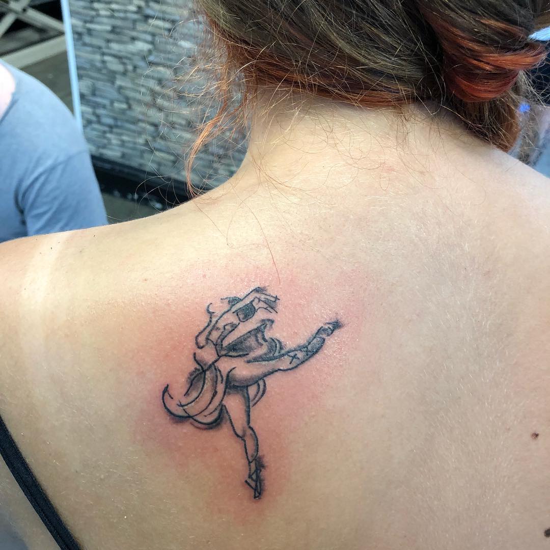 Ballerina tattoo On Back Shoulder