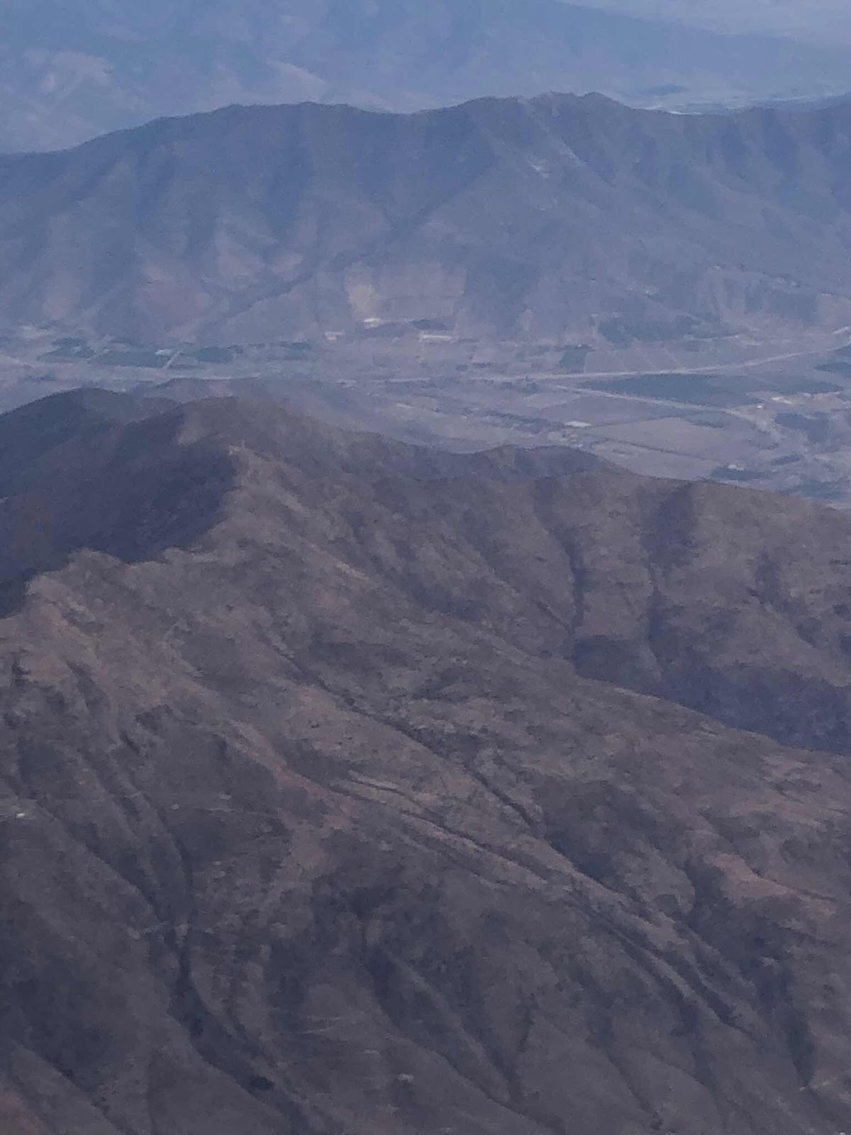 Coastal mountains on the flight to Santiago Chile