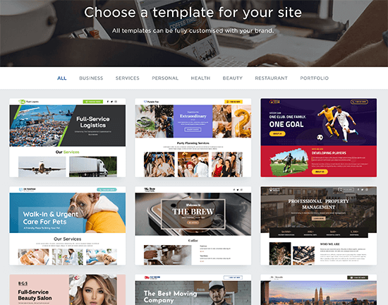Modelos de Construtor de Sites Web.com