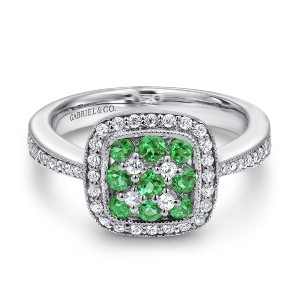 emerald and diamond ring by Gabriel & Co. 