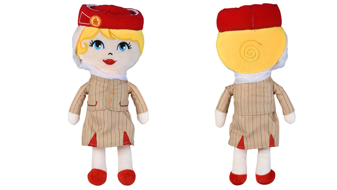 fly emirates logo little travellers pilot rag doll promotional items companies give away