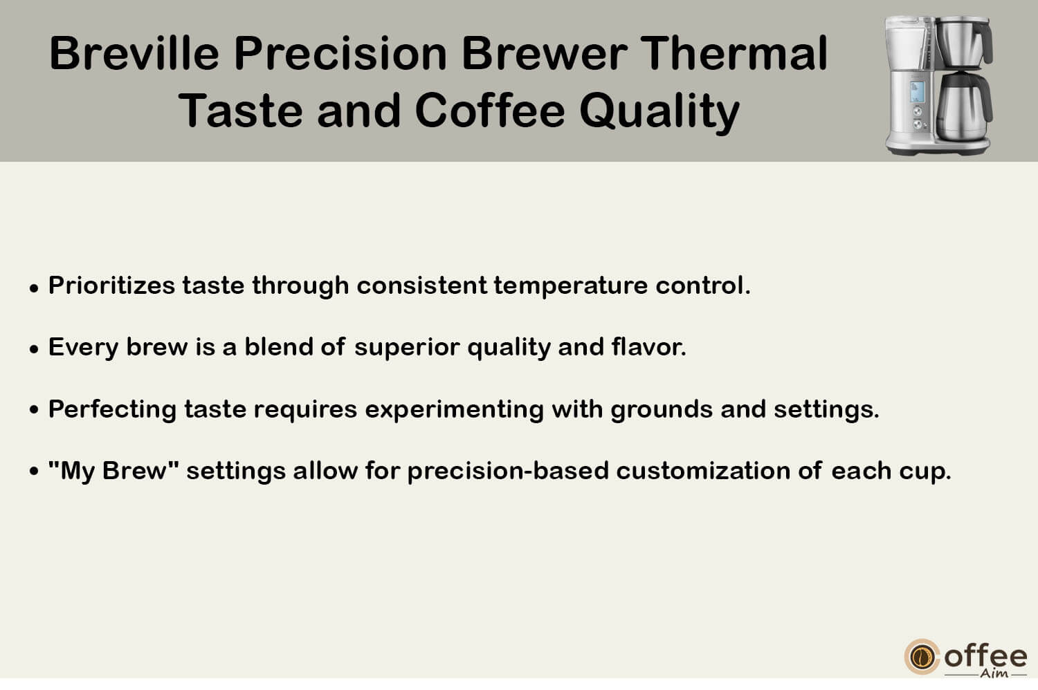 This image intricately delineates the nuanced flavors and exceptional coffee quality embodied by the Breville Precision Brewer Thermal, perfectly complementing the comprehensive assessment presented in the article titled "Breville Precision Brewer Thermal Review."