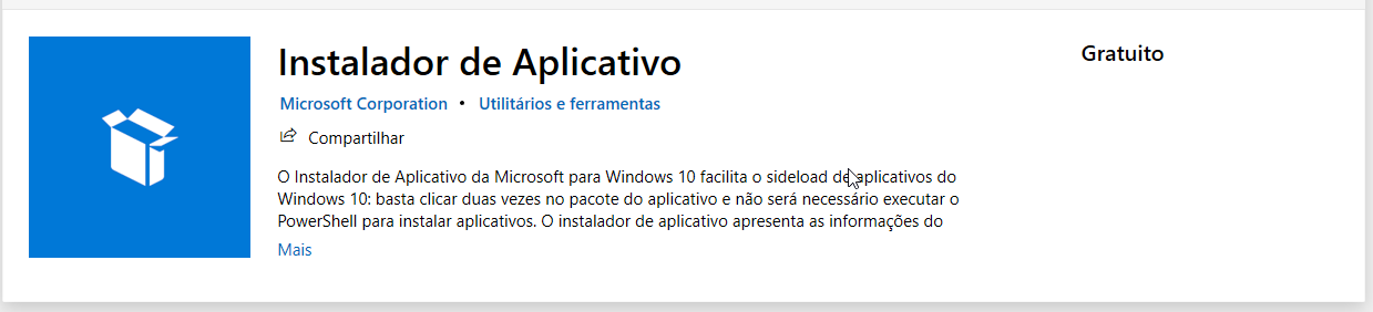 Instalador de Aplicativo do Windows na Microsoft Store