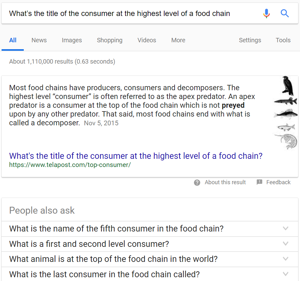 A featured snippet provides exactly what you need