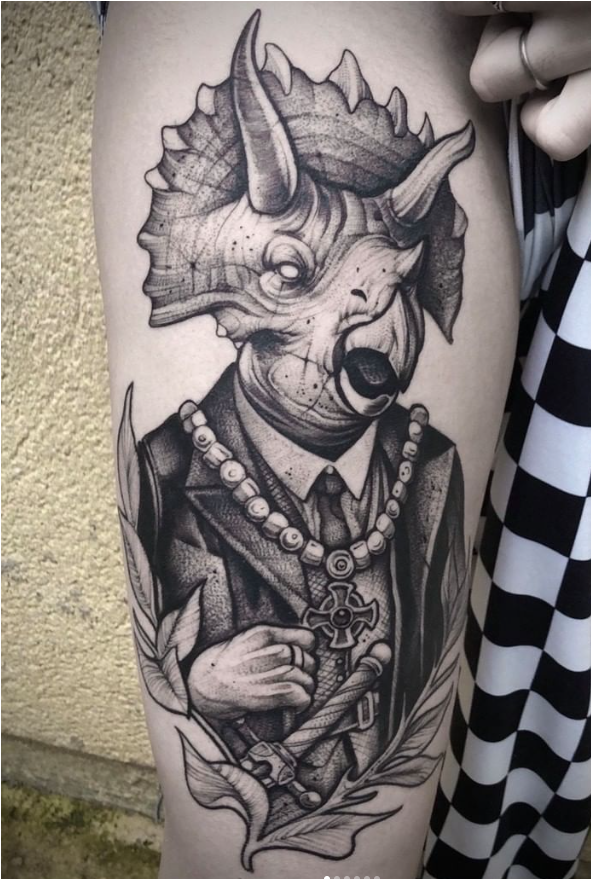 Angry Triceratops Tattoo