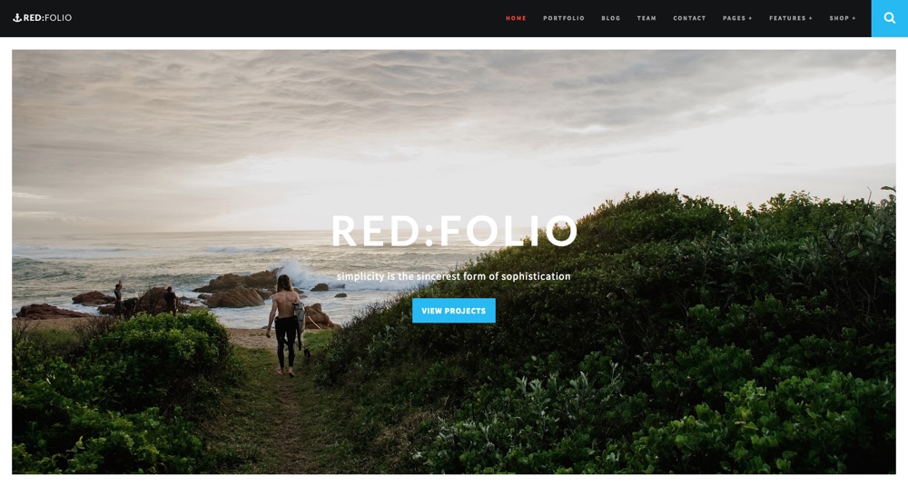 Vermelho: Tema WordPress Folio