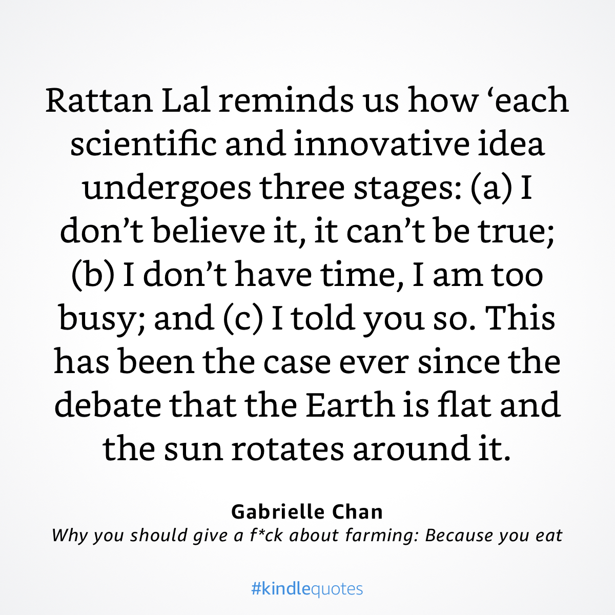 image quote from Ratten Lal on the three stages of a scientific idea