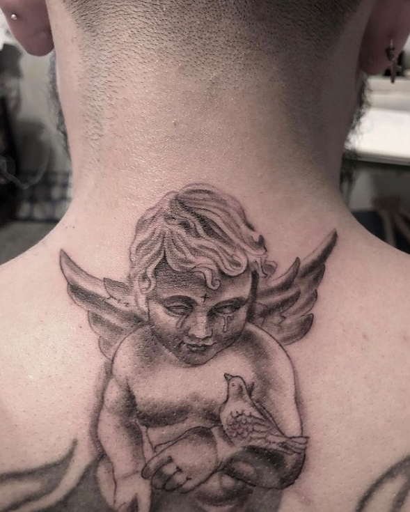 Cry Back Neck Men Tattoo