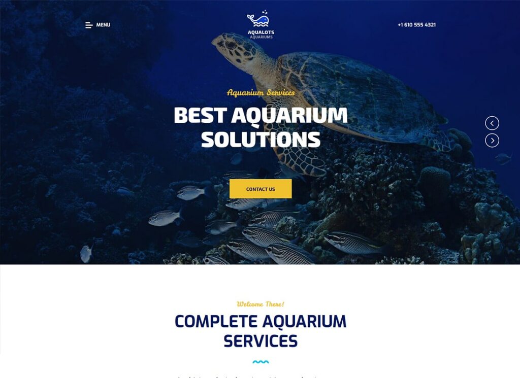 Aqualots |  Tema de WordPress para servicios de instalación y mantenimiento de acuarios