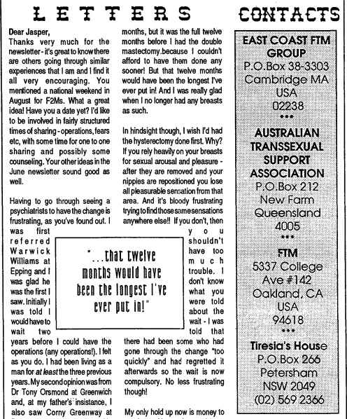 Boys WIll Be Boys Letters to the Editor Section (August 1992) 