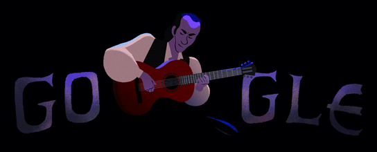 Doodle de Paco de Lucía tocando la guitarra.