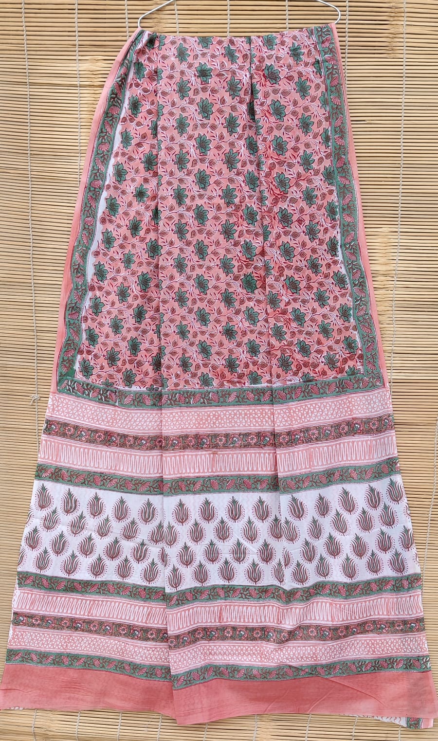 Hand block printed cotton mul sarees