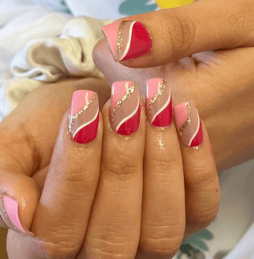 shade of pink bridal nail art