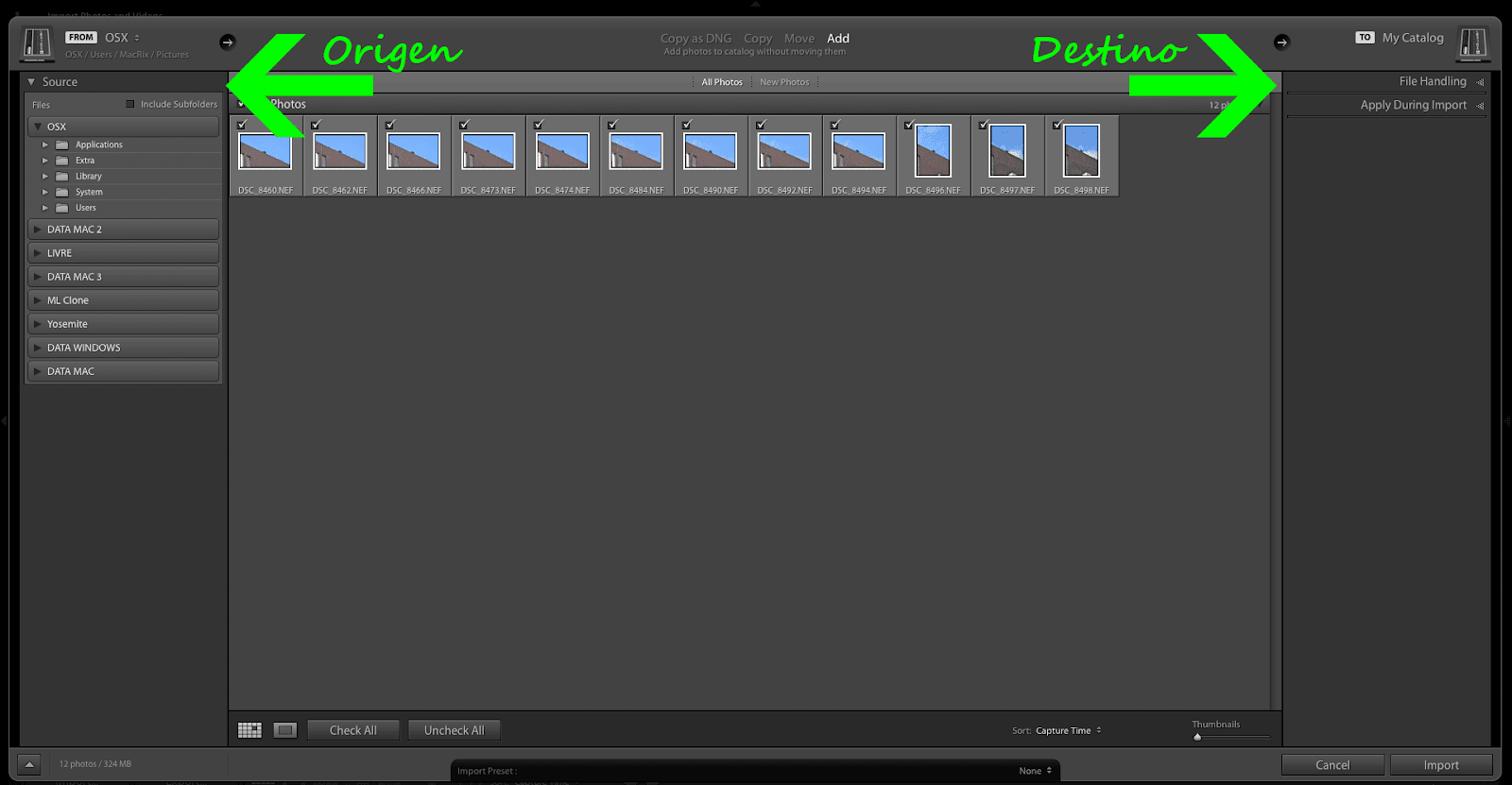 Lightroom Importação