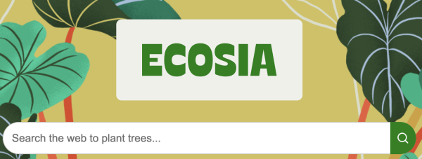 Ecosia new tab page using a Chrome theme.