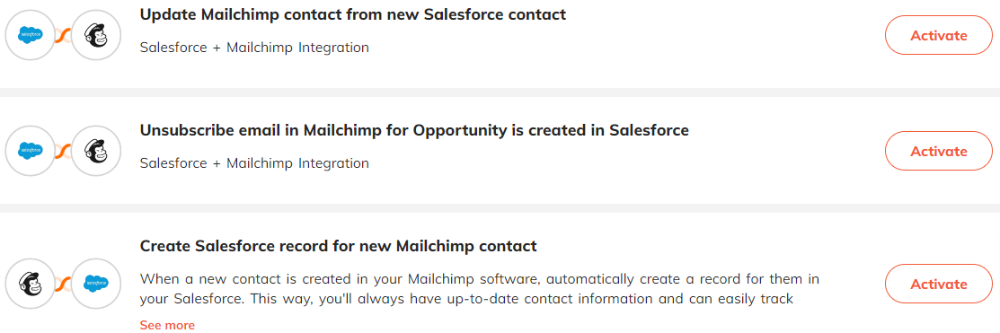Popular automations for Mailchimp & Salesforce integration.